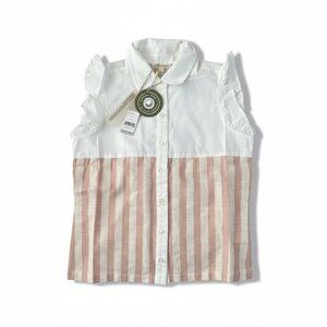 Sunday Collective Verona Ruffle Blouse – Pink & Tan – Size 10–11Y – NWT